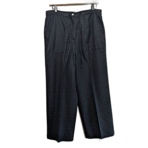 Vintage Linden Hill capris 100% silk drawstring wide leg lightweight black sz - Picture 1 of 6